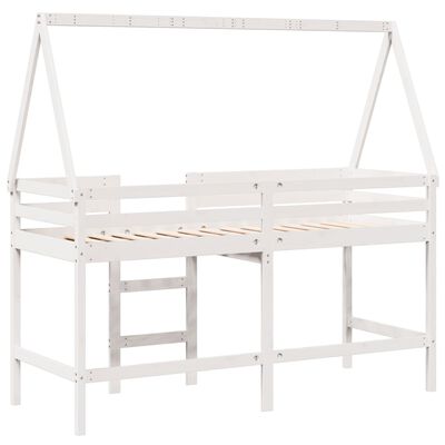 vidaXL Lit superposé et échelle et toit blanc 80x200cm bois pin massif