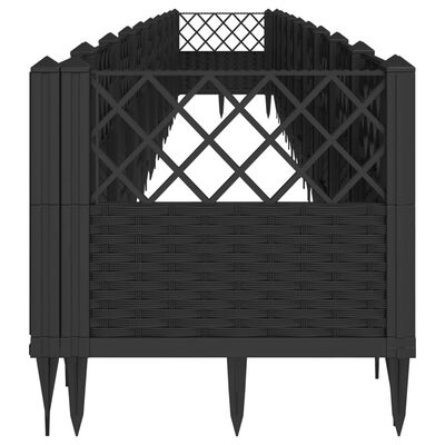 vidaXL Jardinière avec piquets noir 363,5x43,5x43,5 cm PP