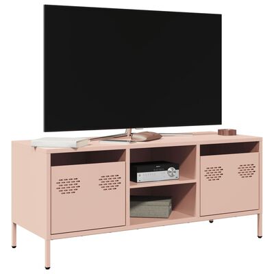 vidaXL Meuble TV rose 101,5x39x43,5 cm acier laminé à froid