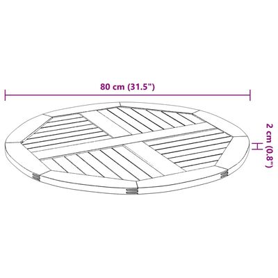 vidaXL Dessus de table Ø80x2,2 cm rond bois massif d'acacia