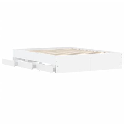 vidaXL Cadre de lit avec tiroirs sans matelas blanc 140x190 cm