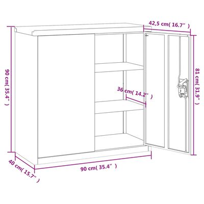 vidaXL Classeur gris clair 90x40x130 cm acier