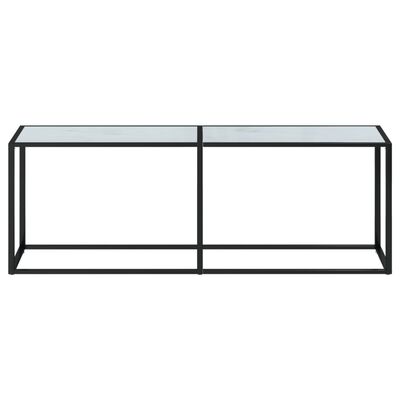 vidaXL Table console Marbre blanc 220x35x75,5 cm Verre trempé