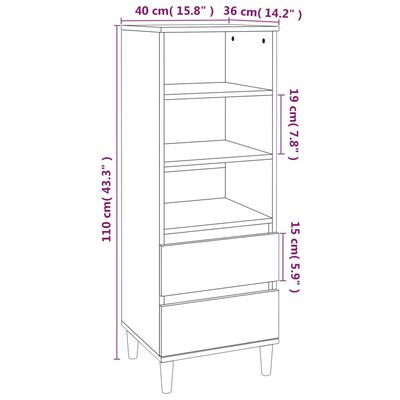 vidaXL Buffet haut Sonoma gris 40x36x110 cm Bois d'ingénierie