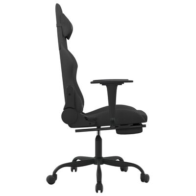 vidaXL Chaise de jeu avec repose-pied Noir Tissu