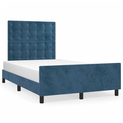 vidaXL Cadre de lit sans matelas bleu foncé 120x190 cm velours