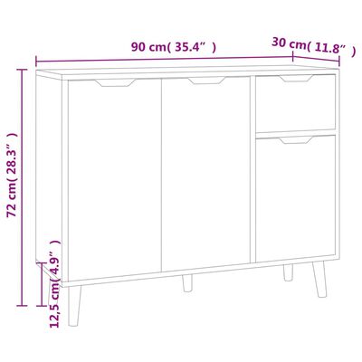 vidaXL Buffet gris béton 90x30x72 cm bois d'ingénierie