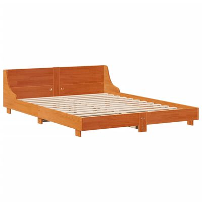 vidaXL Cadre de lit sans matelas cire marron 160x200cm bois pin massif