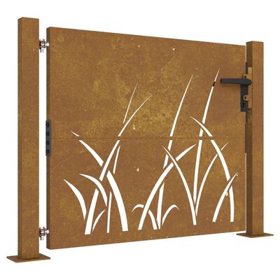 vidaXL Portail de jardin 105x105 cm acier corten conception d'herbe