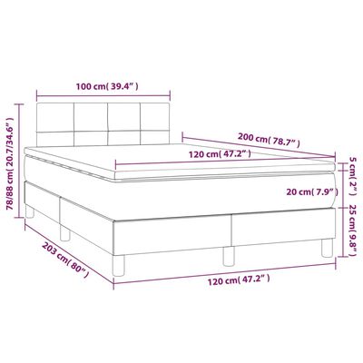 vidaXL Sommier à lattes de lit avec matelas Bleu 120x200 cm Tissu