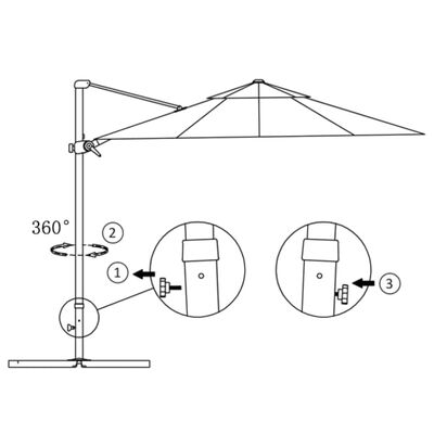 vidaXL Parasol de jardin en porte-à-faux et mât en aluminium noir