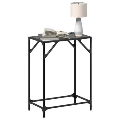 vidaXL Table console avec dessus en verre noir 60x35x81 cm acier