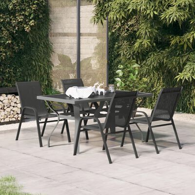 vidaXL Ensemble à manger de jardin 5 pcs Gris et noir