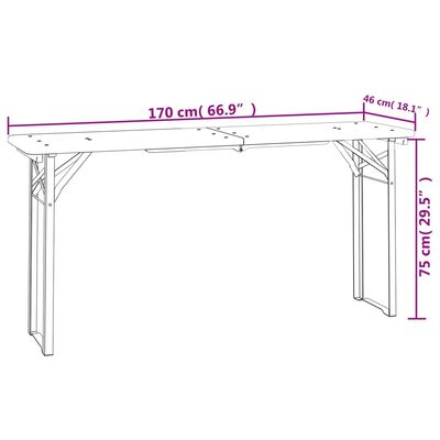 vidaXL Ensemble de tables à bière pliantes 3 pcs bois massif de sapin