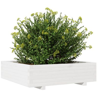 vidaXL Jardinière blanc 90x90x26,5 cm bois de pin massif