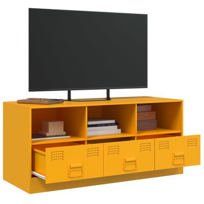 vidaXL Meuble TV jaune moutarde 99x39x44 cm acier