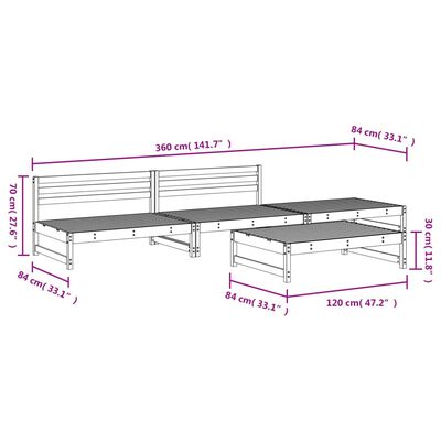 vidaXL Salon de jardin 4 pcs marron miel bois de pin massif