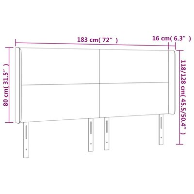 vidaXL Tête de lit à LED Blanc 183x16x118/128 cm Similicuir