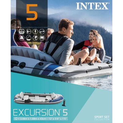 Intex Jeu de bateau gonflable avec rames et pompe 68325NP