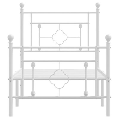 vidaXL Cadre de lit métal sans matelas avec pied de lit blanc 75x190cm