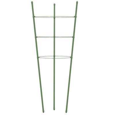 vidaXL Supports pour plantes de jardin 3 anneaux 5pcs Vert 60 cm Acier