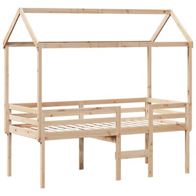 vidaXL Lit haut avec toit 75x190 cm bois de pin massif