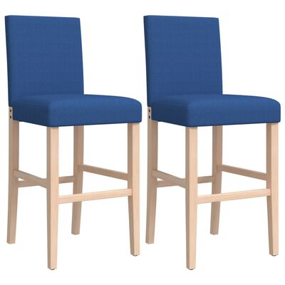 vidaXL Chaises de bar lot de 2 bois massif d'hévéa et tissu