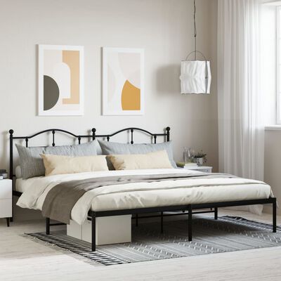 vidaXL Cadre de lit métal sans matelas avec tête de lit noir 200x200cm