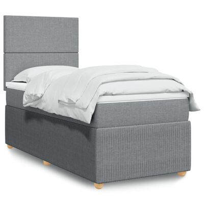 vidaXL Sommier à lattes de lit avec matelas Gris clair 100x200cm Tissu