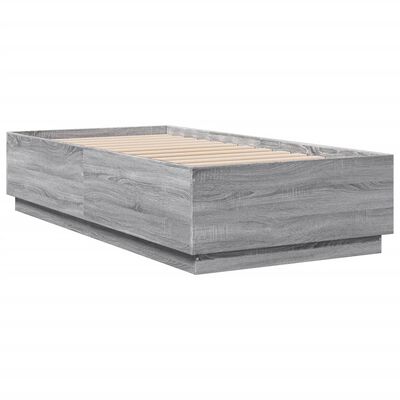 vidaXL Cadre de lit sonoma gris 75x190 cm bois d'ingénierie