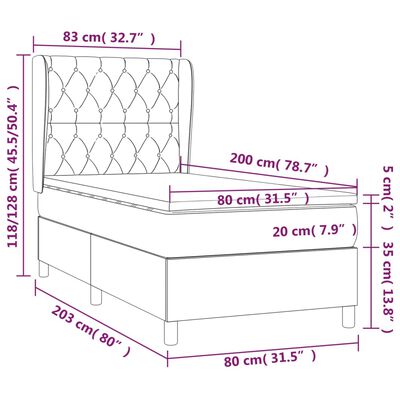 vidaXL Sommier à lattes de lit avec matelas Marron foncé 80x200 cm