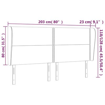 vidaXL Tête de lit avec oreilles Vert foncé 203x23x118/128 cm Velours