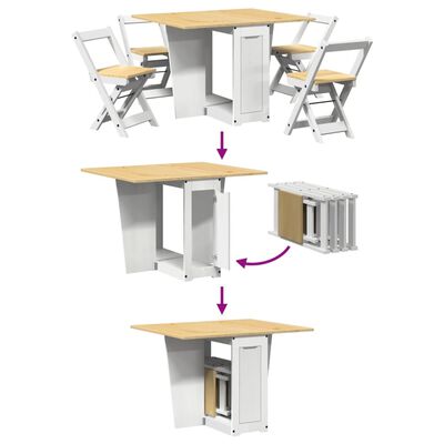 vidaXL Ensemble à manger papillon 5 pcs Corona pliable blanc bois pin