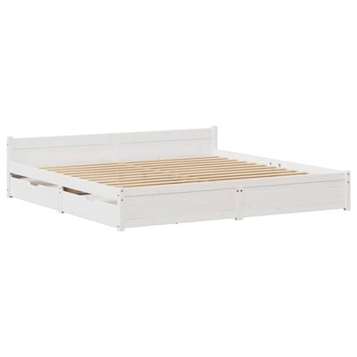 vidaXL Cadre de lit sans matelas blanc 200x200 cm bois massif de pin