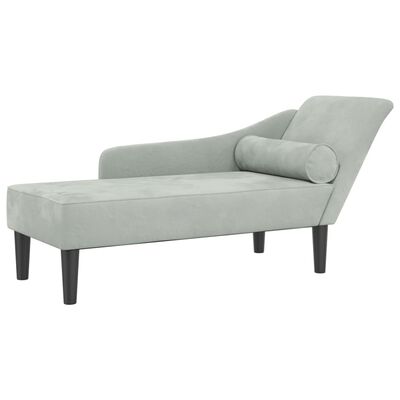 vidaXL Chaise longue avec coussins gris clair velours