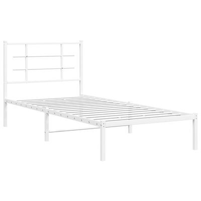 vidaXL Cadre de lit métal sans matelas avec tête de lit blanc 90x190cm