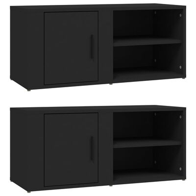 vidaXL Meubles TV 2 pcs Noir 80x31,5x36 cm Bois d'ingénierie