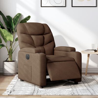 vidaXL Fauteuil inclinable électrique Marron Tissu