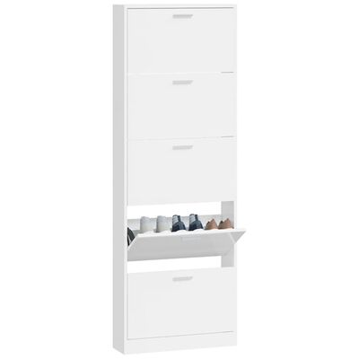 vidaXL Armoire à chaussure Blanc brillant 59x17x169 cm Bois ingénierie