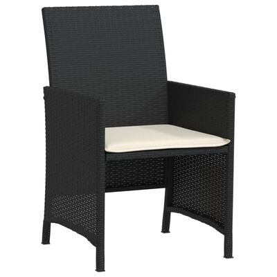 vidaXL Ensemble de bistro 3 pcs avec coussins noir résine tressée