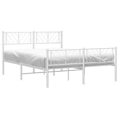 vidaXL Cadre de lit métal sans matelas et pied de lit blanc 150x200 cm