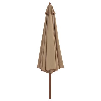 vidaXL Parasol d'extérieur avec mât en bois 350 cm Taupe