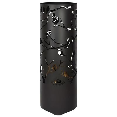 Esschert Design Baril à feu Birds on Twig Acier au carbone Noir FF409