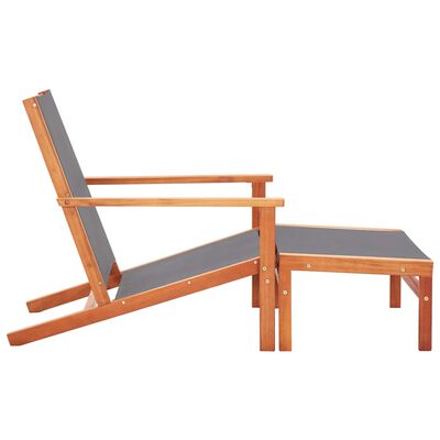 vidaXL Chaise de jardin et repose-pied Gris Eucalyptus et textilène