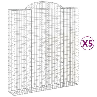 vidaXL Paniers à gabions arqués 5 pcs 200x50x220/240 cm Fer galvanisé