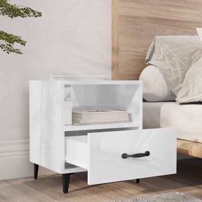 vidaXL Tables de chevet 2 pcs Blanc brillant Bois d'ingénierie