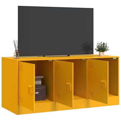 vidaXL Meuble TV jaune moutarde 99x39x44 cm acier