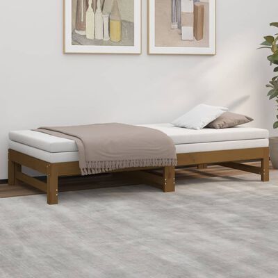 vidaXL Lit coulissant sans matelas marron miel 2x(75x190) cm