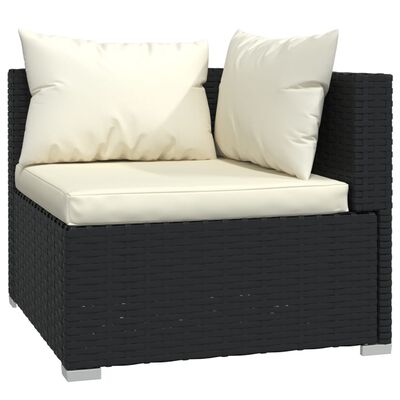 vidaXL Salon de jardin 9 pcs avec coussins Noir Résine tressée