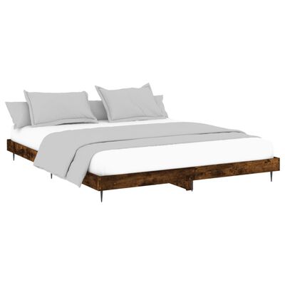 vidaXL Cadre de lit sans matelas chêne fumé 150x200 cm bois ingénierie